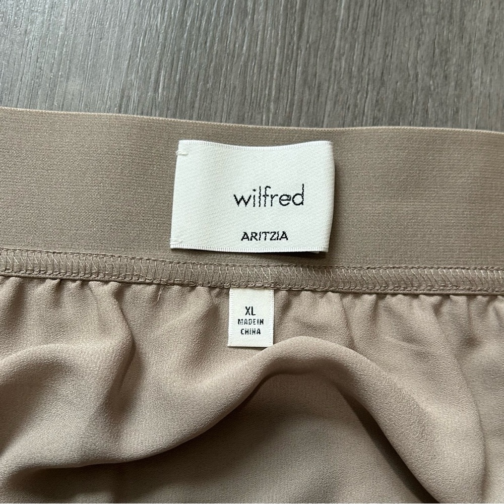 NWT artizia Wilfred Twirl Pleated Chiffon Midi Skirt Taupe Womens Size xl Brown - Picture 9 of 13